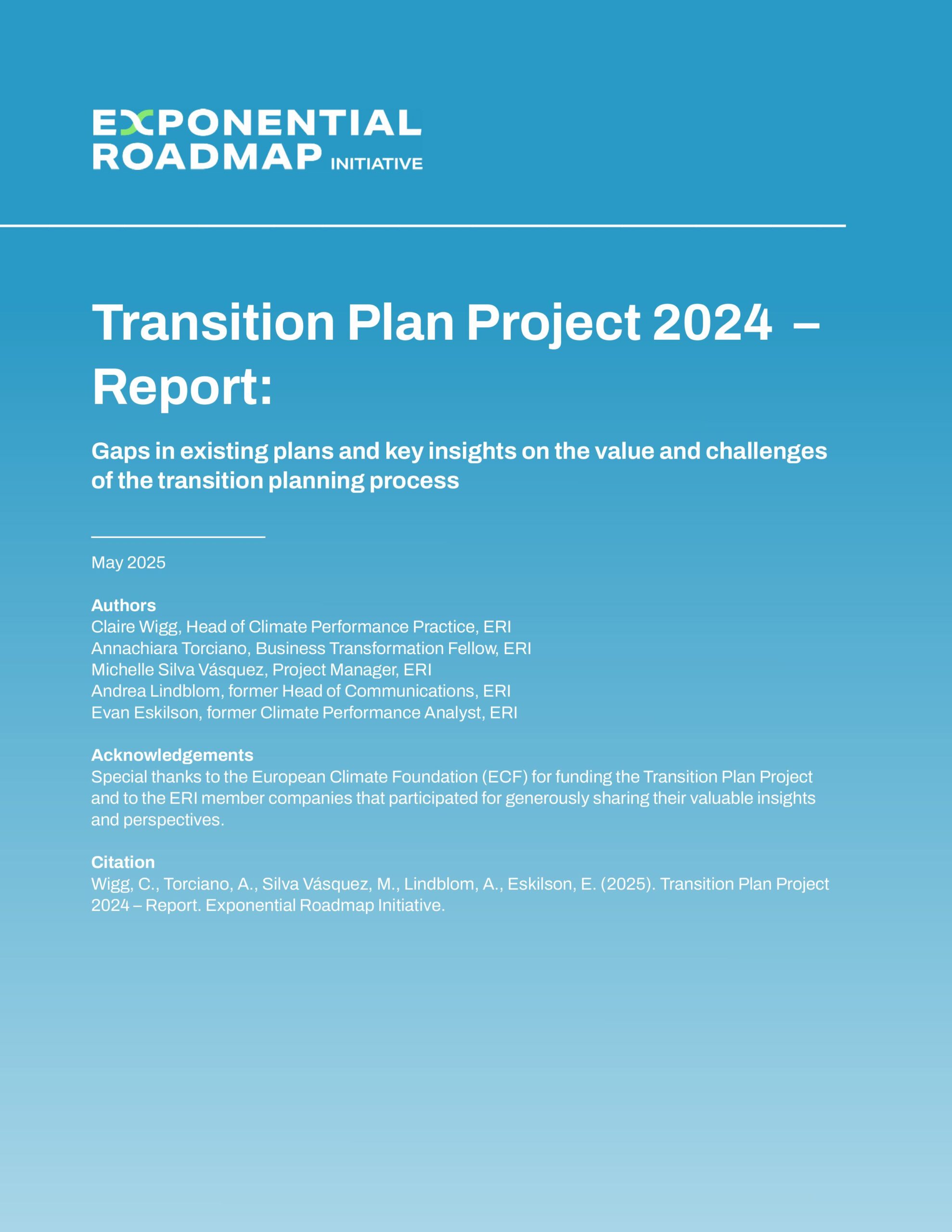 a blue branded cover image for the Transition Plan Project
